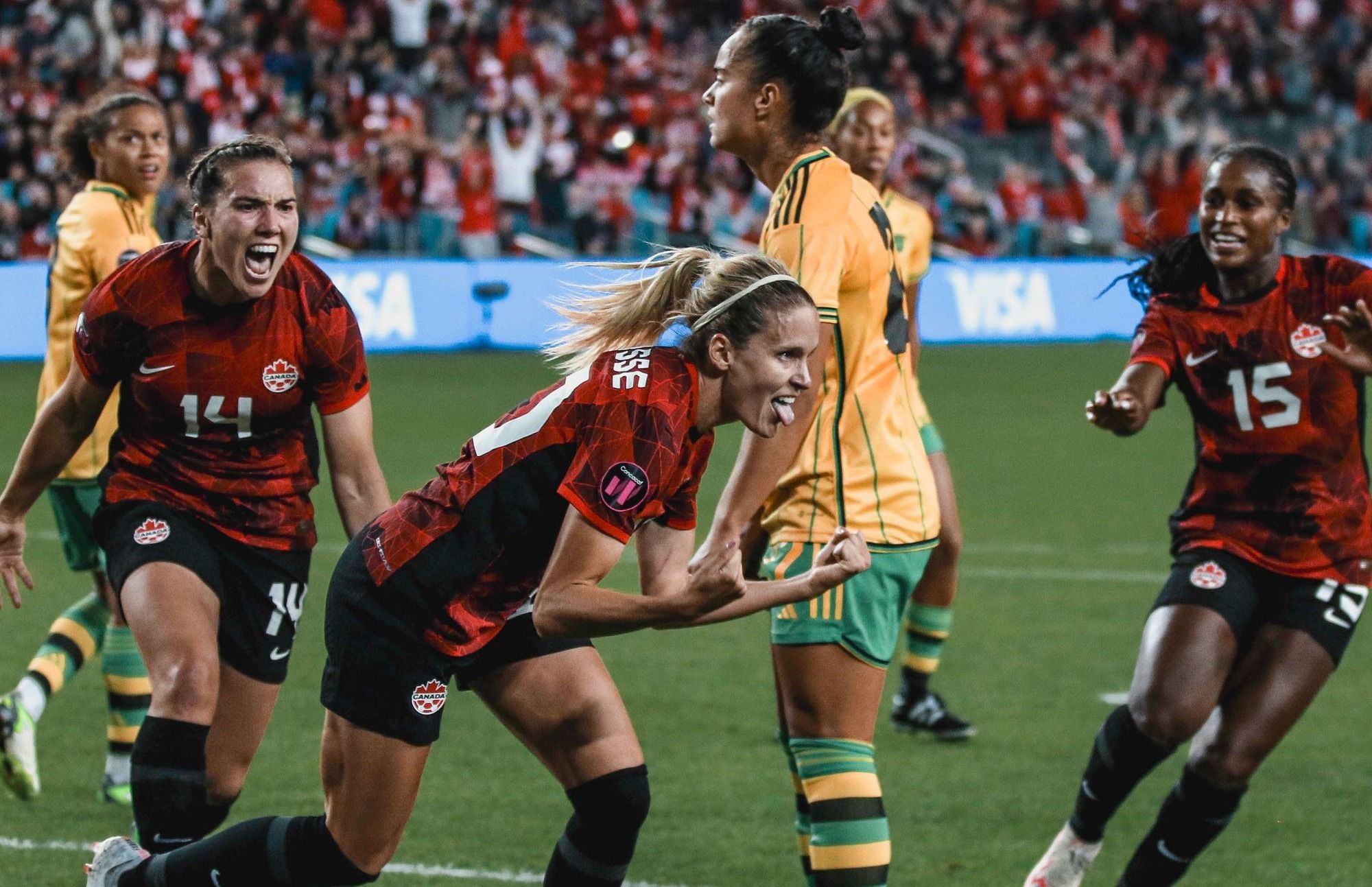 Canada women's football team beat Jamaica to clinch Olympic spot